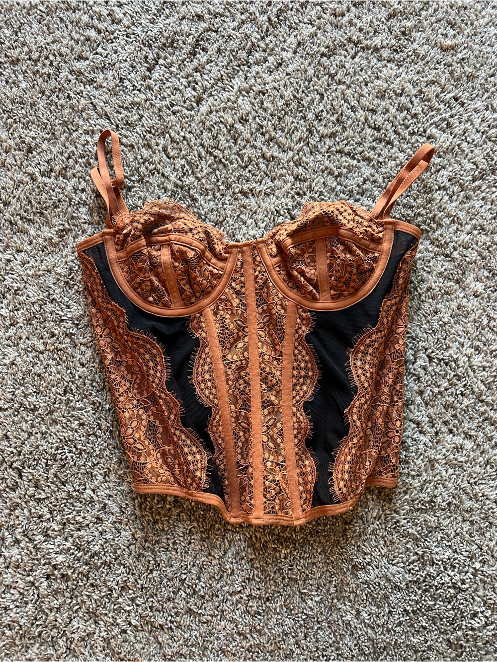 Urban Outfitters Orange Lace Corset Top - Picture 2 of 7